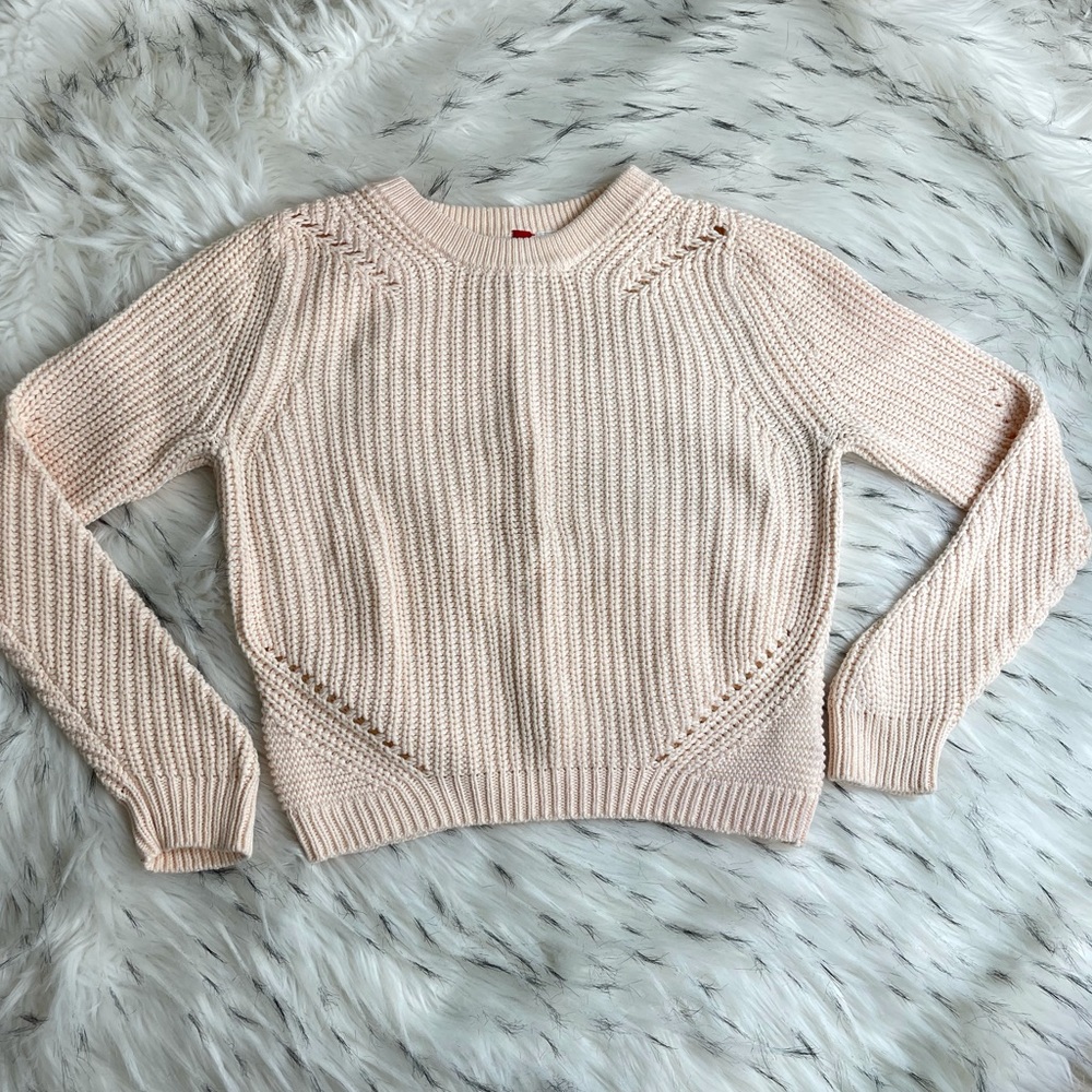 Light pink / peach knitted cropped sweater - Picture 2 of 5